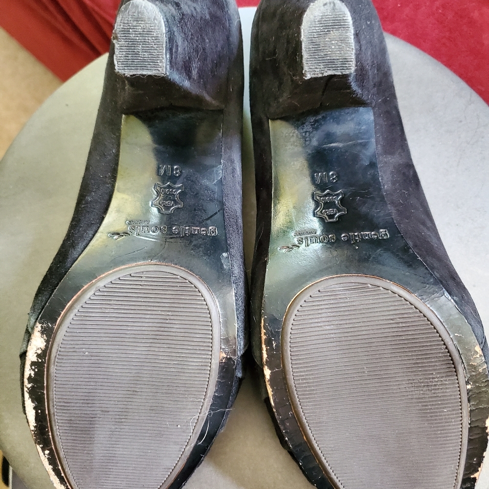 EUC GENTLE SOULS BLACK PEEP-TOE HEELS 8M - Picture 3 of 3